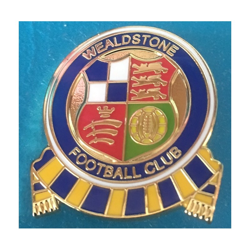 Wealdstone 2019-2020 badge with yellow/blue scroll