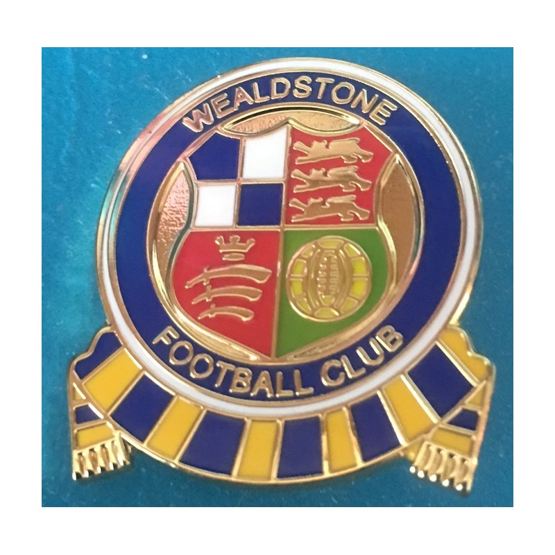 Wealdstone 2019-2020 badge with yellow/blue scroll Wealdstone 2019-2020 badge with yellow/blue scroll