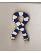 Blue and white scarf badge